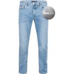 Hellblaue Bestickte Tommy Hilfiger Slim Fit Jeans aus Baumwolle für Herren Weite 33, Länge 32 für den für den Sommer 
