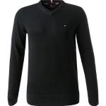 Reduzierte Schwarze Unifarbene Tommy Hilfiger Bio V-Ausschnitt Kaschmir-Pullover für Herren Größe L für den für den Herbst 