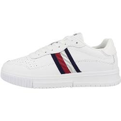 Tommy Hilfiger Herren Cupsole Sneaker Supercup Leather Stripes Schuhe, Weiß (White), 44