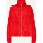 Rote Tommy Hilfiger Maxi Stehkragen Kapuzenjacken mit Reißverschluss aus Polyester mit Kapuze für Damen Größe M 