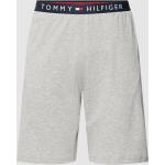Graue Tommy Hilfiger Logo Pyjamahosen kurz aus Jersey für Herren Größe XL 