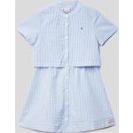 Blaue Gestreifte Tommy Hilfiger Stehkragen Kinderblusenkleider & Kinderhemdkleider für Mädchen Größe 110 