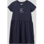 Marineblaue Kurzärmelige Tommy Hilfiger Kinderkleider mit Ärmeln aus Baumwolle für Mädchen Größe 110 