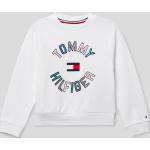 Weiße Tommy Hilfiger Bio Kindersweatshirts mit Pailletten für Jungen Größe 122 