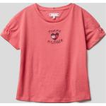 Hellrote Tommy Hilfiger Kinder T-Shirts aus Baumwollmischung für Mädchen Größe 110 