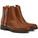 Braune Boho Tommy Hilfiger Bio Ankle Boots & Klassische Stiefeletten mit Reißverschluss in Breitweite aus Leder für Damen Größe 41 für den für den Winter 