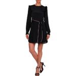 Schwarze Unifarbene Casual Langärmelige Tommy Hilfiger Solid Mini Rundhals-Ausschnitt Minikleider & kurze Kleider mit Rüschen aus Viskose für Damen 