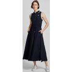Dunkelblaue Unifarbene Tommy Hilfiger Midi Stufenkleider aus Baumwolle für Damen Größe M 
