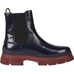 Dunkelblaue Preppy Tommy Hilfiger Desert Ankle Boots & Klassische Stiefeletten aus Leder für Damen Größe 37 