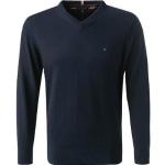 Blaue Unifarbene Tommy Hilfiger Bio V-Ausschnitt Kaschmir-Pullover für Herren Größe 3 XL 