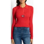 Reduzierte Rote Unifarbene Tommy Hilfiger Strickpullover aus Polyamid für Damen Größe XL für den für den Herbst 
