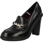 Schwarze Unifarbene Tommy Hilfiger Runde Blockabsatz High Heels & Stiletto-Pumps ohne Verschluss aus Leder für Damen Größe 40 mit Absatzhöhe bis 3cm 