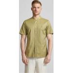 Olivgrüne Unifarbene Halblangärmelige Tommy Hilfiger Stehkragen Regular Fit Hemden aus Baumwolle für Herren Größe L 