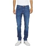 Reduzierte Blaue Bestickte Tommy Hilfiger Scanton Slim Fit Jeans mit Reißverschluss aus Baumwolle für Herren Weite 31, Länge 32 