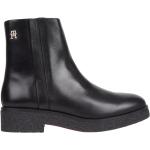 Reduzierte Schwarze Tommy Hilfiger Ankle Boots & Klassische Stiefeletten aus Leder für Damen Größe 39 