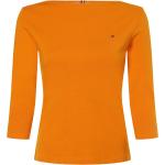 Orange Elegante Langärmelige Tommy Hilfiger U-Boot-Ausschnitt Basic-Shirts aus Jersey für Damen Größe XS 