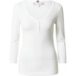Weiße Langärmelige Tommy Hilfiger Henleykragen Henley-Shirts für Damen Größe XXL 