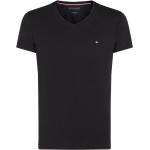Schwarze Tommy Hilfiger V-Ausschnitt T-Shirts aus Baumwolle für Herren Größe L 