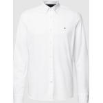 Weiße Tommy Hilfiger Solid Button Down Kragen Slim Fit Hemden aus Baumwollmischung für Herren Größe XL für den für den Frühling 