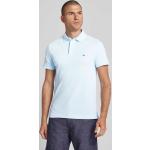 Hellblaue Unifarbene Kurzärmelige Tommy Hilfiger Kurzarm-Poloshirts aus Baumwollmischung für Herren Größe M 