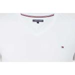 Weiße Tommy Hilfiger V-Ausschnitt T-Shirts aus Baumwolle enganliegend für Herren Größe L 