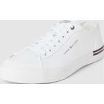 Weiße Tommy Hilfiger Low Sneaker mit Schnürsenkel aus Baumwolle für Herren Größe 45 