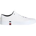 Weiße Tommy Hilfiger Low Sneaker mit Schnürsenkel aus Leder Gefüttert für Herren Größe 45 für den für den Winter 