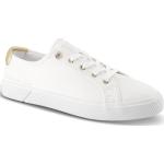 Weiße Tommy Hilfiger Low Sneaker mit Schnürsenkel aus Canvas atmungsaktiv für Damen Größe 40 