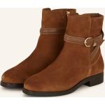 Reduzierte Braune Tommy Hilfiger Blockabsatz Ankle Boots & Klassische Stiefeletten mit Reißverschluss aus Veloursleder für Damen Größe 40 