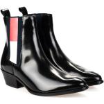 Reduzierte Schwarze Tommy Hilfiger Ankle Boots & Klassische Stiefeletten in Breitweite aus Leder für Damen Größe 37 