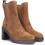 Reduzierte Braune Tommy Hilfiger High Heel Stiefeletten & High Heel Boots aus Veloursleder für Damen Größe 41 mit Absatzhöhe 7cm bis 9cm 