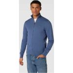 Blaue Unifarbene Tommy Hilfiger Stehkragen Herrencardigans mit Reißverschluss aus Baumwollmischung Größe M 