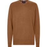 Khakifarbene Tommy Hilfiger Logo V-Ausschnitt Kaschmir-Pullover aus Baumwollmischung für Herren Größe M 