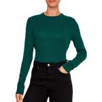 Grüne Unifarbene Casual Langärmelige Tommy Hilfiger Prep Rundhals-Ausschnitt Strickpullover aus Wolle für Damen Größe XS für den für den Herbst 