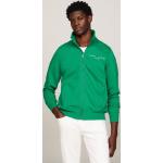 Grüne Tommy Hilfiger Logo Stehkragen Herrensweatshirts mit Reißverschluss aus Canvas Größe 3 XL 