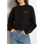 Reduzierte Schwarze Unifarbene Tommy Hilfiger Damensweatshirts aus Baumwollmischung Cropped Größe S für den für den Herbst 