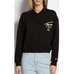 Reduzierte Schwarze Unifarbene Tommy Hilfiger Damensweatshirts aus Baumwollmischung Cropped Größe M 