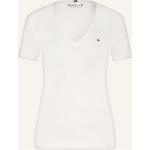 Beige Tommy Hilfiger V-Ausschnitt T-Shirts aus Baumwolle für Damen Größe S 