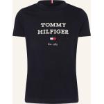 Dunkelblaue Tommy Hilfiger T-Shirts aus Baumwolle für Herren 