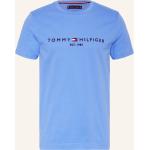 Hellblaue Tommy Hilfiger Bio T-Shirts aus Baumwolle für Herren Übergrößen 