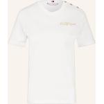 Weiße Tommy Hilfiger T-Shirts mit Glitzer aus Baumwolle für Damen Größe S 