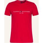 Rote Tommy Hilfiger Bio T-Shirts aus Baumwolle für Herren Übergrößen 