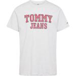 Silbergraue Tommy Hilfiger Rundhals-Ausschnitt T-Shirts für Herren Größe L 