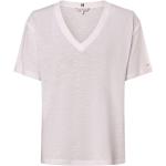 Weiße Melierte Tommy Hilfiger V-Ausschnitt T-Shirts für Damen Größe XS 