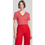 Rote Tommy Hilfiger Cody V-Ausschnitt T-Shirts aus Baumwolle für Damen Größe M 