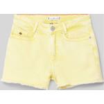 Gelbe Tommy Hilfiger Jeans Shorts für Kinder mit Fransen mit Reißverschluss aus Denim für Mädchen Größe 152 