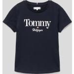 Marineblaue Tommy Hilfiger Logo Kinder T-Shirts aus Baumwolle für Mädchen Größe 176 