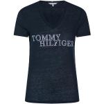 Reduzierte Dunkelblaue Kurzärmelige Tommy Hilfiger T-Shirts aus Lyocell für Damen Größe XS 