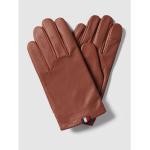 Reduzierte Braune Tommy Hilfiger Touchscreen-Handschuhe aus Leder für Herren Größe XL 