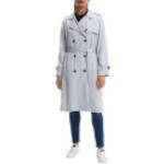 Pastellblaue Tommy Hilfiger Trenchcoats aus Twill für Damen Größe M für den für den Herbst 